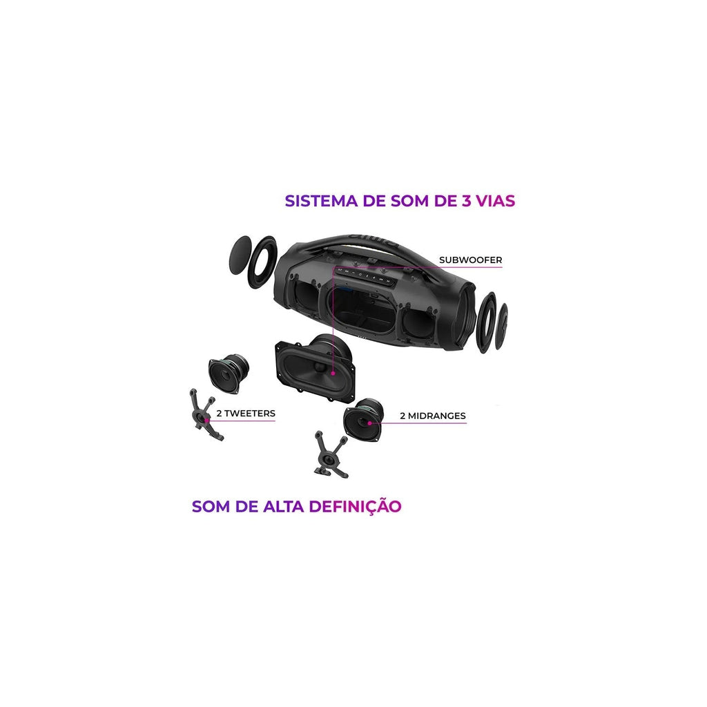 Caixa De Som Bluetooth Aiwa Boombox Plus Bbs-01gr 200W Ip66 Portátil Resistente à Água