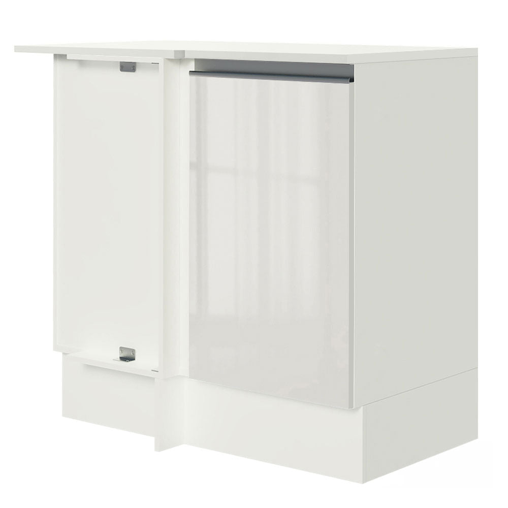 Balcão de Canto Madesa Smart 100% MDF com Tampo 1 Porta Branco Brilho