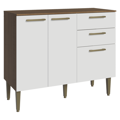 Balcão Gabinete de Pia 105 cm 3 Portas 2 Gavetas Rustic/Branco Lille Madesa