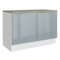 Balcão de Cozinha 120 cm 2 Portas Branco/Cinza Lux Madesa