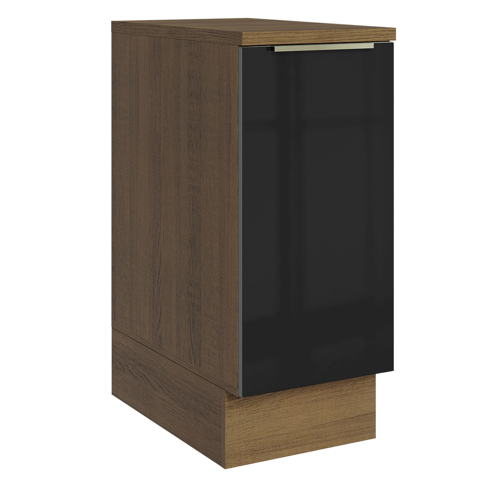 Balcão de Cozinha 35 cm 1 Porta Rustic/Preto Lux Madesa