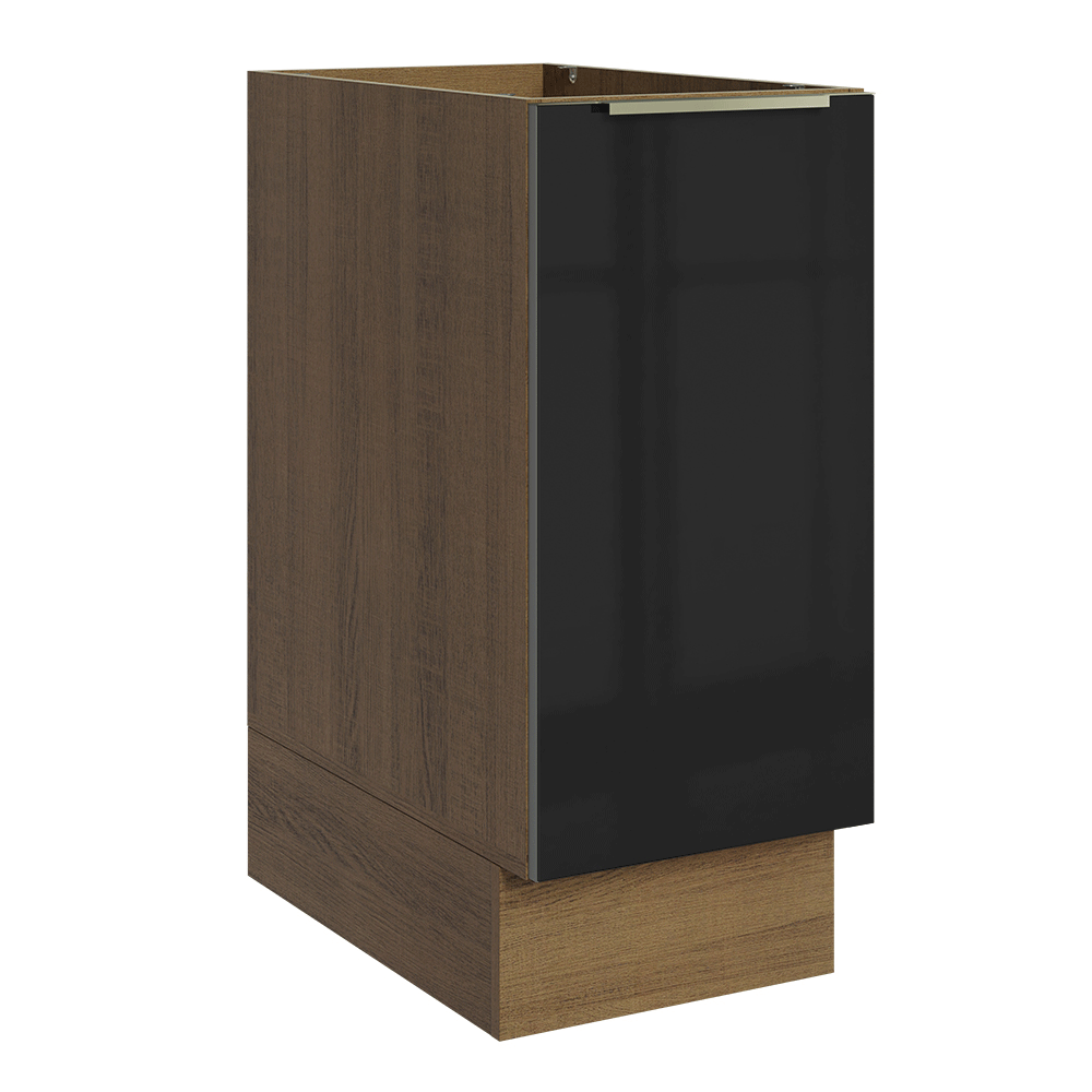 Balcão de Cozinha 35 cm 1 Porta (Sem Tampo) Rustic/Preto Lux Madesa