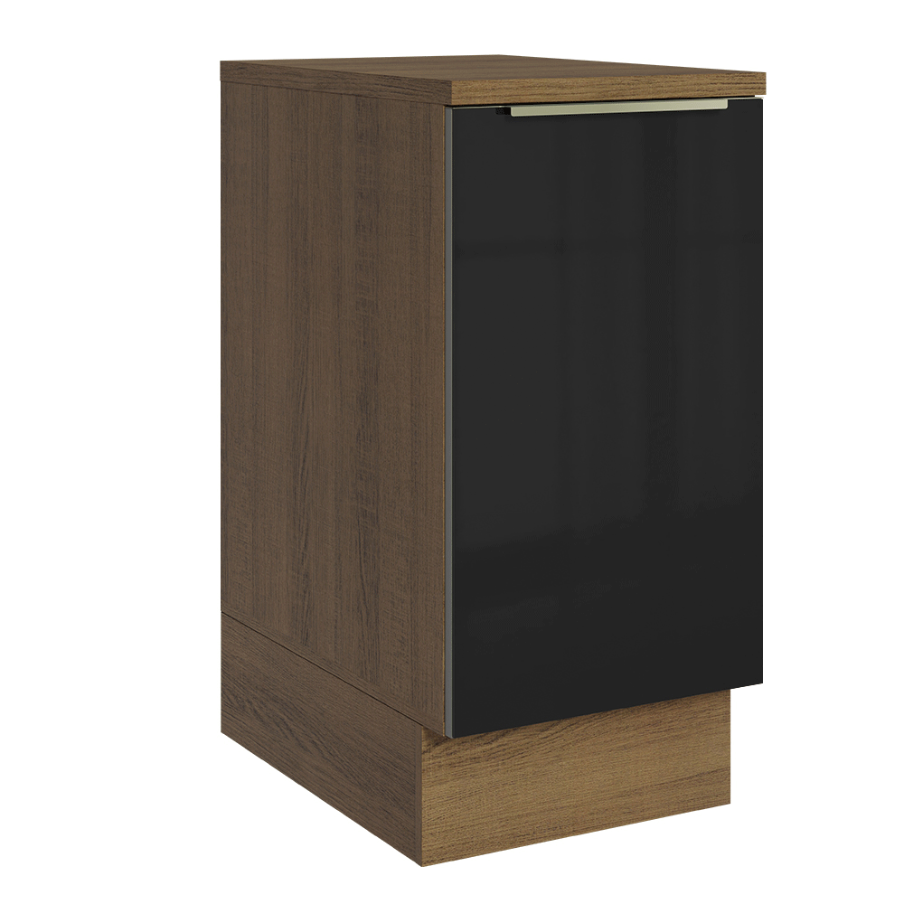 Balcão de Cozinha 40 cm 1 Porta Rustic/Preto Lux Madesa