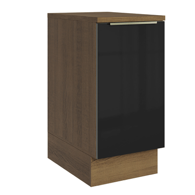 Balcão de Cozinha 40 cm 1 Porta Rustic/Preto Lux Madesa