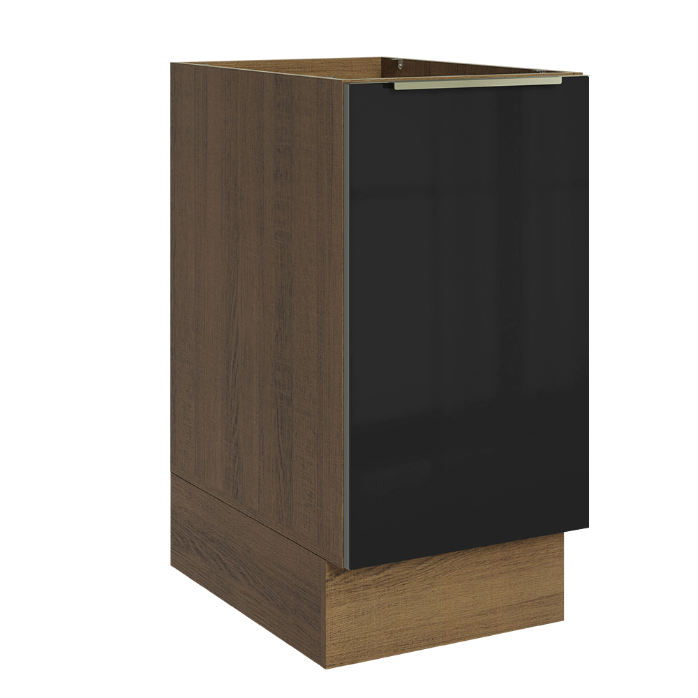 Balcão de Cozinha 40 cm 1 Porta (Sem Tampo) Rustic/Preto Lux Madesa
