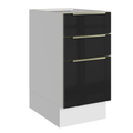 Balcão de Cozinha 40 cm 3 Gavetas (Sem Tampo) Branco/Preto Lux Madesa