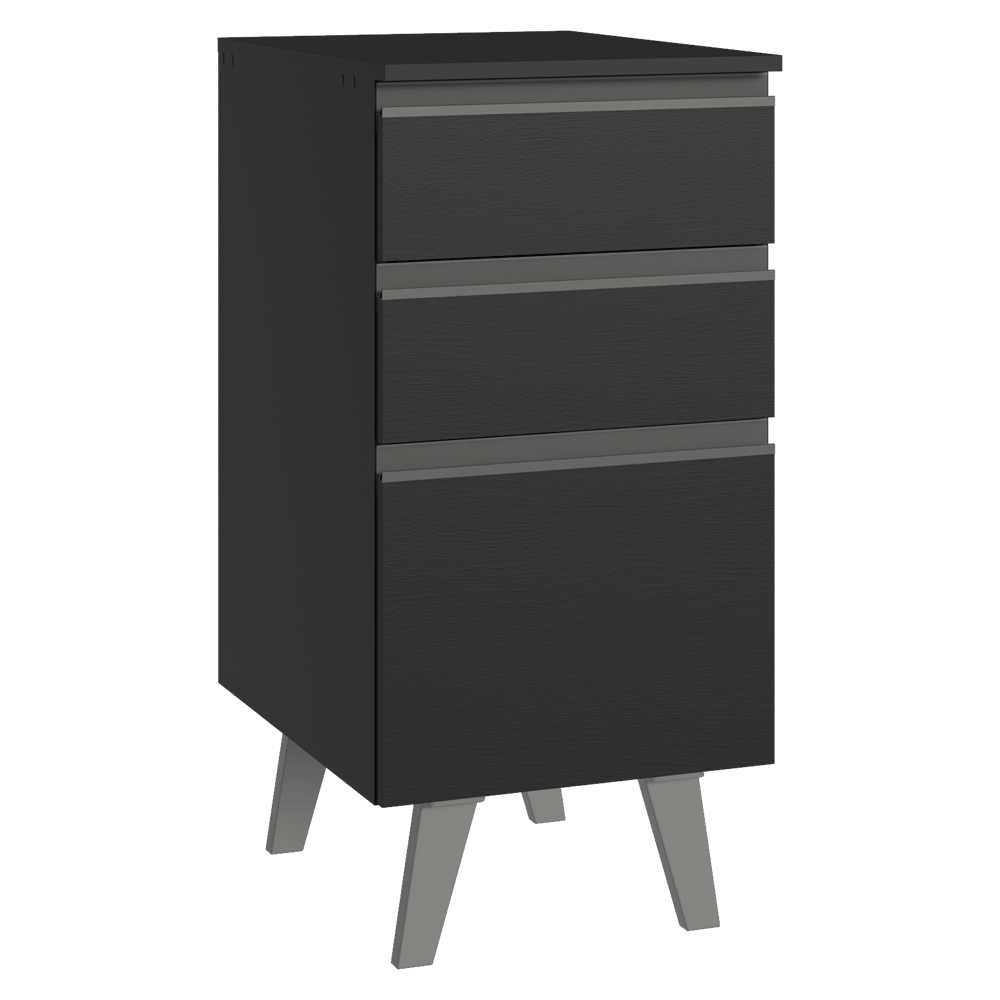 Balcão de Cozinha 40 cm 3 Gavetas Com Pés Preto Nice Madesa