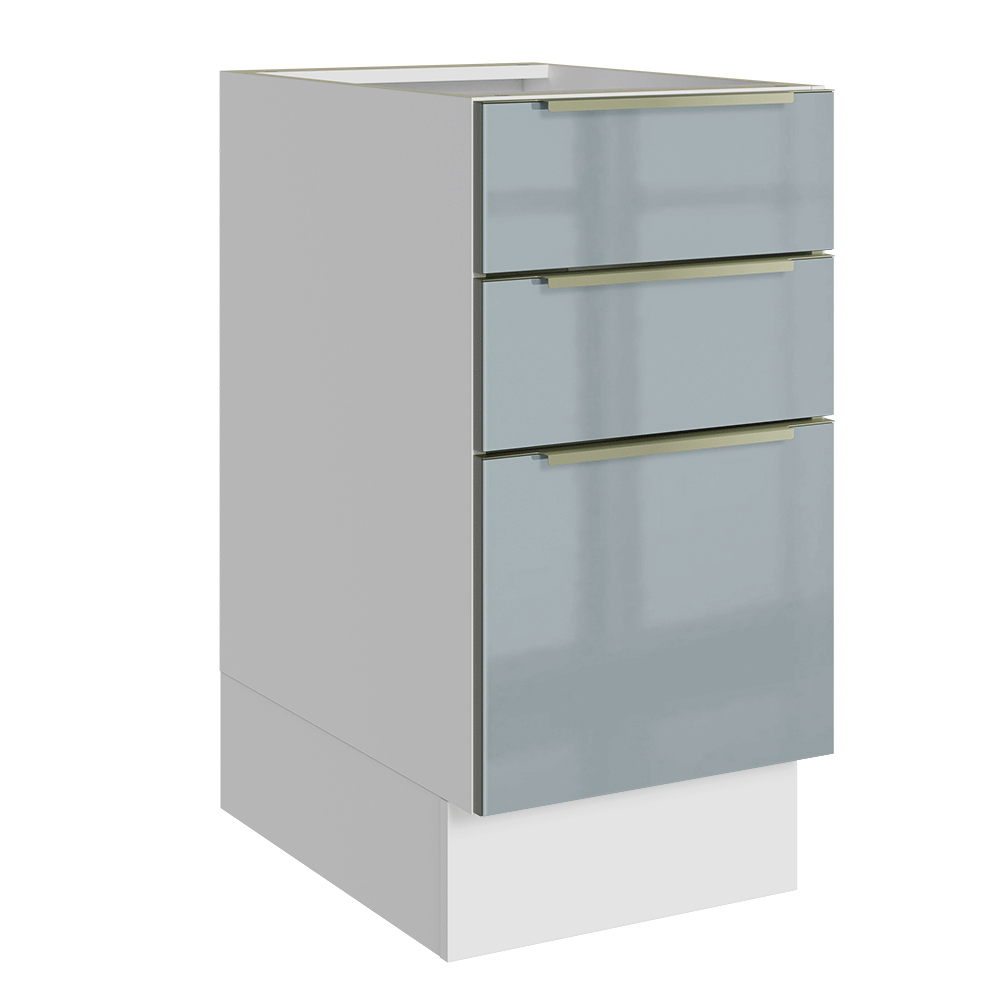 Balcão de Cozinha 40 cm 3 Gavetas (Sem Tampo) Branco/Cinza Lux Madesa