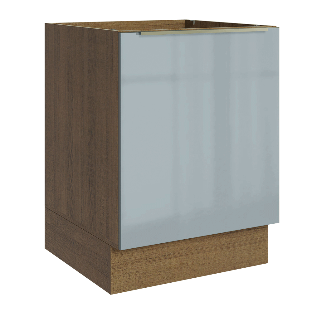 Balcão de Cozinha 60 cm 1 Porta (Sem Tampo) Rustic/Cinza Lux Madesa