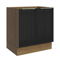 Balcão de Cozinha 70 cm 2 Portas (Sem Tampo) Rustic/Preto Lux Madesa