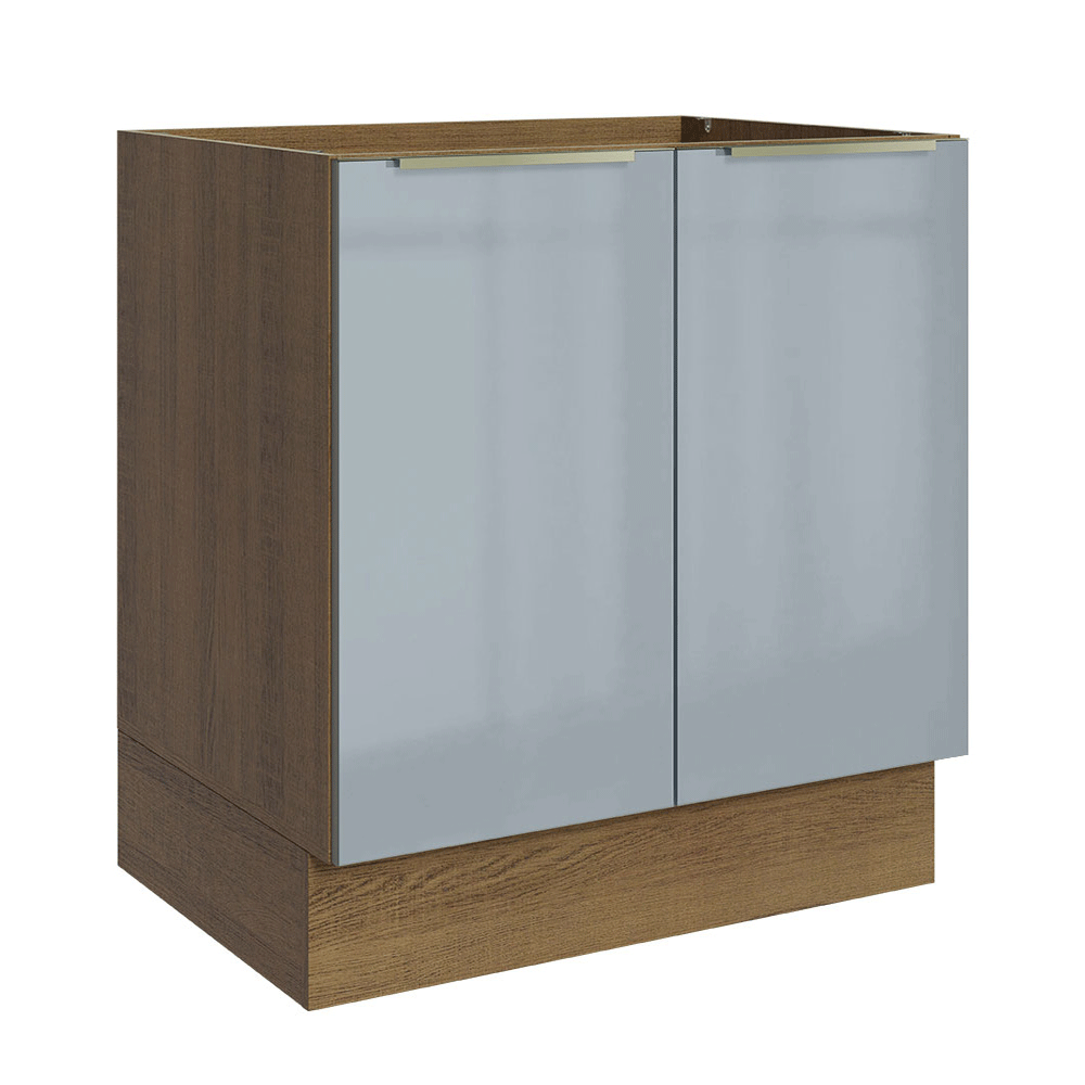 Balcão de Cozinha 70 cm 2 Portas (Sem Tampo) Rustic/Cinza Lux Madesa