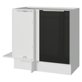 Balcão de Canto 1 Porta (Sem Tampo) Branco/Preto Lux Madesa