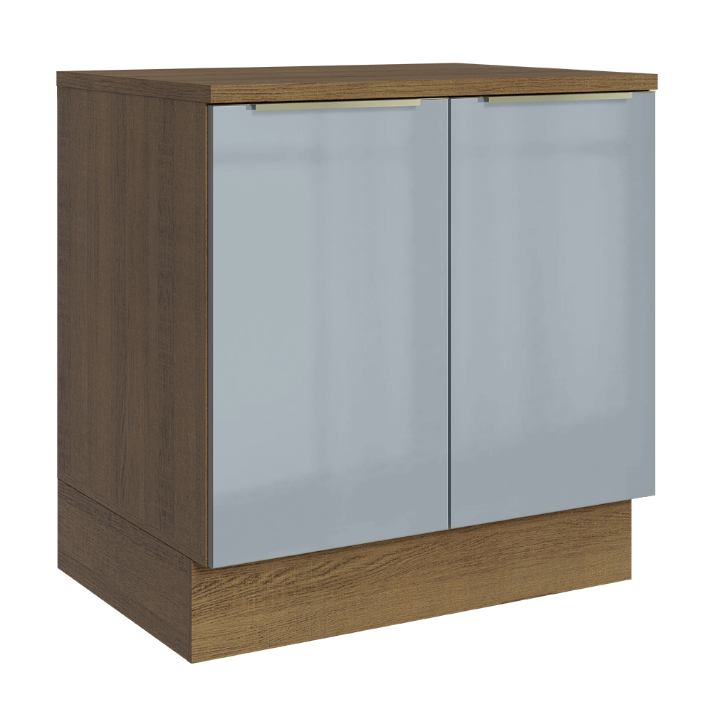 Balcão de Cozinha 80 cm 2 Portas Rustic/Cinza Lux Madesa