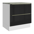 Balcão de Cozinha 80 cm 2 Gavetas Branco/Preto Lux Madesa