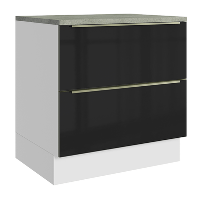 Balcão de Cozinha 80 cm 2 Gavetas Branco/Preto Lux Madesa