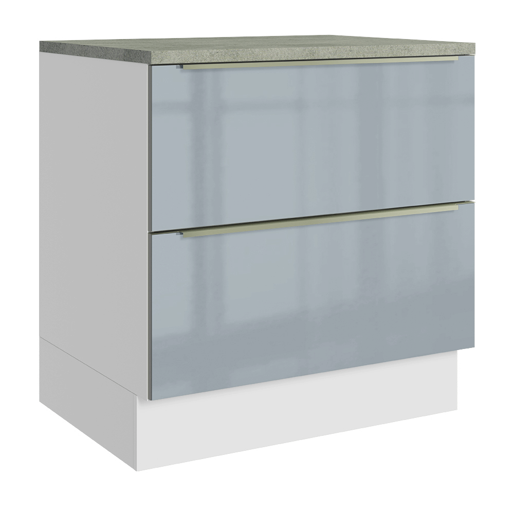 Balcão de Cozinha 80 cm 2 Gavetas Branco/Cinza Lux Madesa