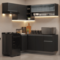 Armário de Cozinha Completa de Canto Suspenso 325 cm Preto Nice Madesa 02