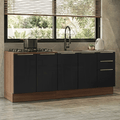 Armário de Cozinha Compacta 200 x 60 cm Rustic/Preto Lux Madesa 06