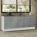 Armário de Cozinha Compacta 200 x 60 cm Branco/Cinza Lux Madesa 06