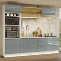 Armário de Cozinha Completa 270 cm Branco/Cinza Lux Madesa 05
