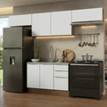 Armário de Cozinha Completa 280 x 60 cm Rustic/Branco Veludo Lux Madesa 02