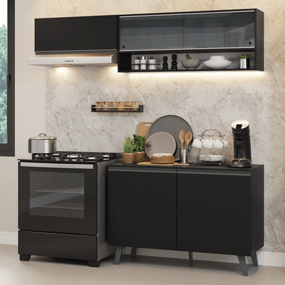 Armário de Cozinha Compacta 200 cm Preto Nice Madesa 10
