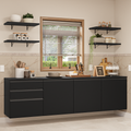 Armário de Cozinha Completa 240 cm Suspenso Preto Nice Madesa 10