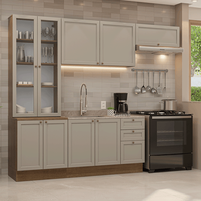 Armário de Cozinha Completa 270 cm Rustic/Crema Vik Madesa 05