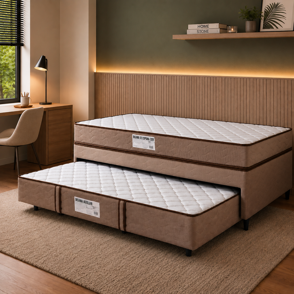 Cama Box com Auxiliar 3 em 1 Real Plus 88cmx188cm Design