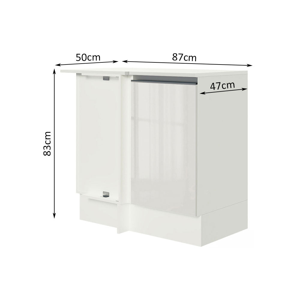 Balcão de Canto Madesa Smart 100% MDF com Tampo 1 Porta Branco Brilho