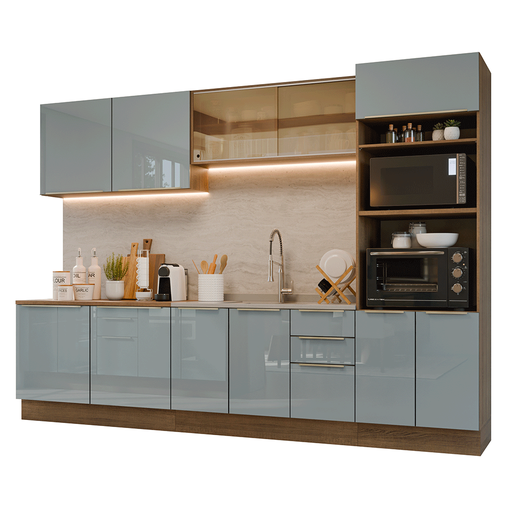 Armário de Cozinha Completa 310 cm Rustic/Cinza Lux Madesa 03