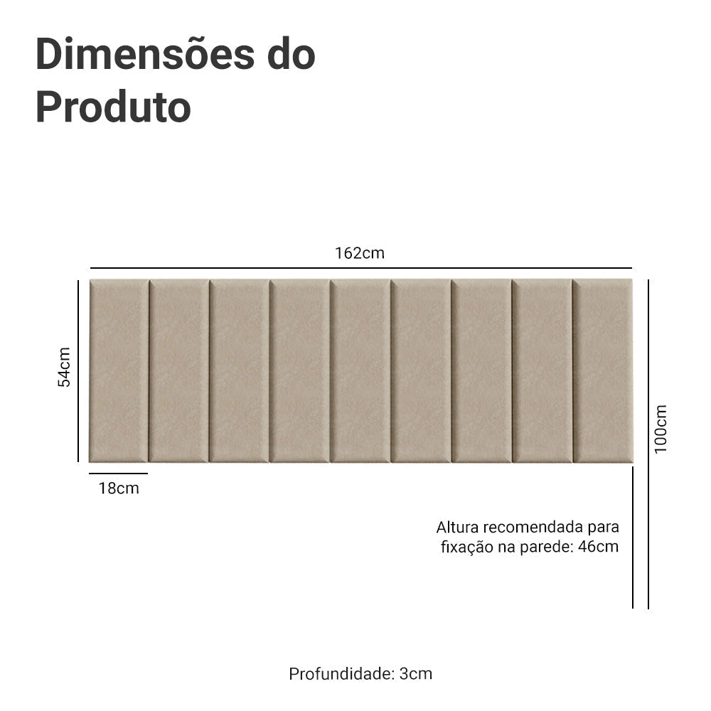 Cabeceira Estofada Modular Kit 9 Peças para Camas até Casal/Queen Imperial Madesa