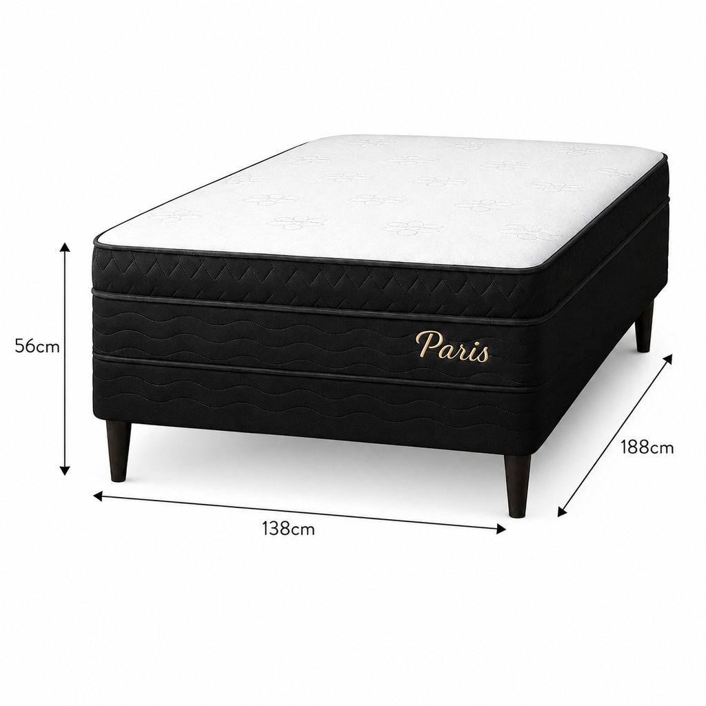 Cama Box Casal (Base + Colchão) Paris Topazio