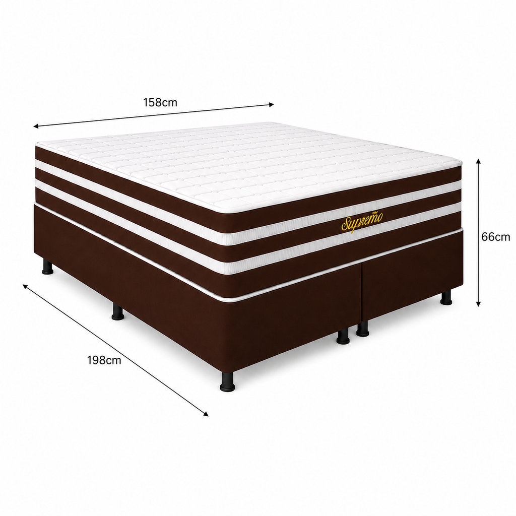 Cama Box Queen (Colchão + Base) 158x198 Supremo Bacetto