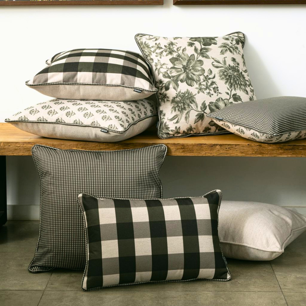 Almofada Linho 52X52 Estampa Botânico Verde Com Cordão
