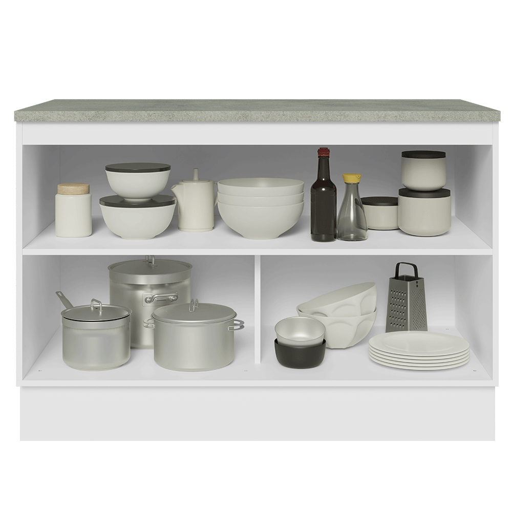 Balcão de Cozinha 120 cm 2 Portas Branco/Preto Lux Madesa