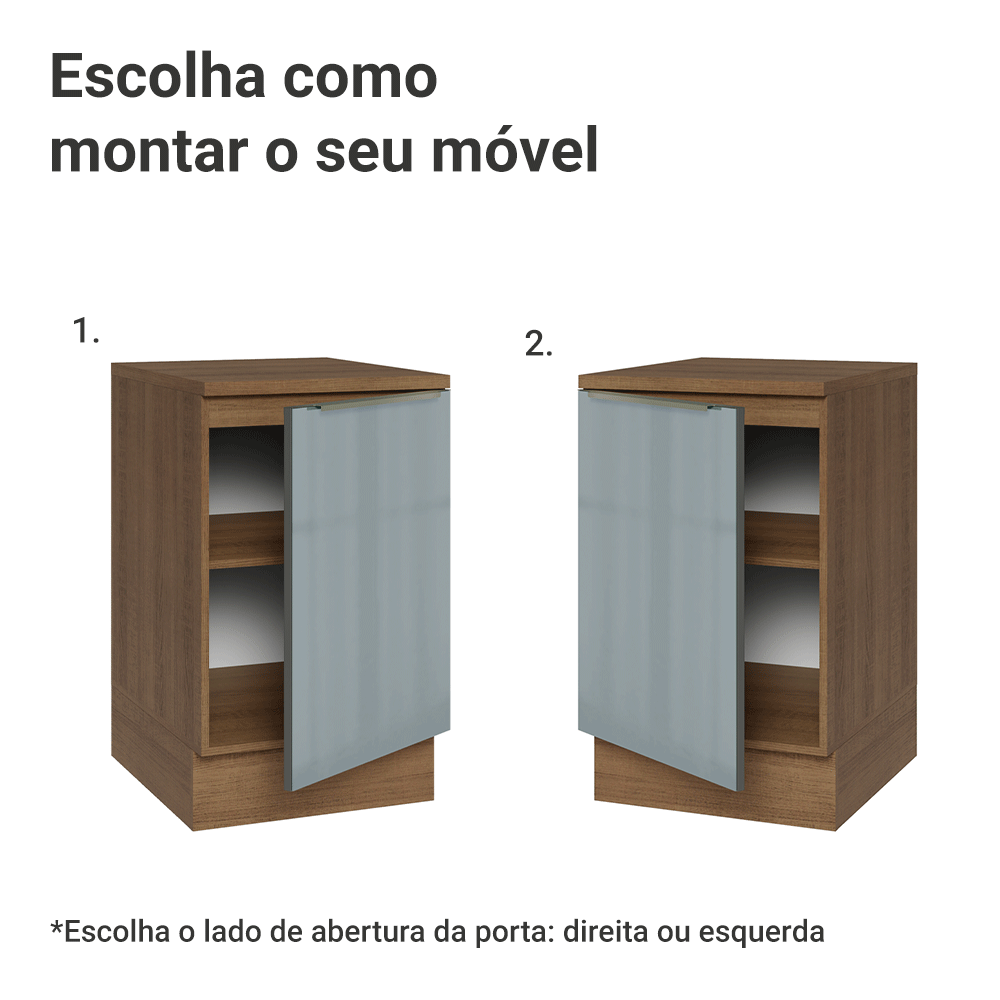 Balcão de Cozinha 50 cm 1 Porta Rustic/Cinza Lux Madesa