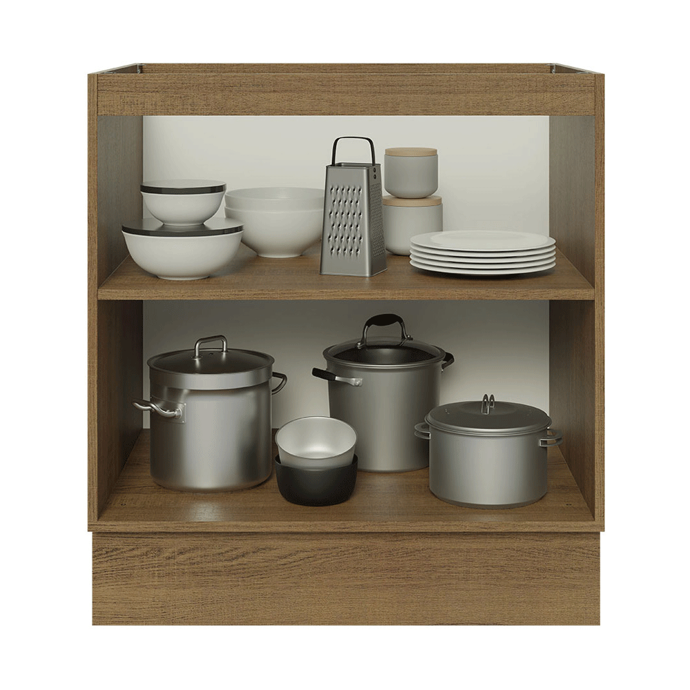 Balcão de Cozinha 70 cm 2 Portas (Sem Tampo) Rustic/Preto Lux Madesa