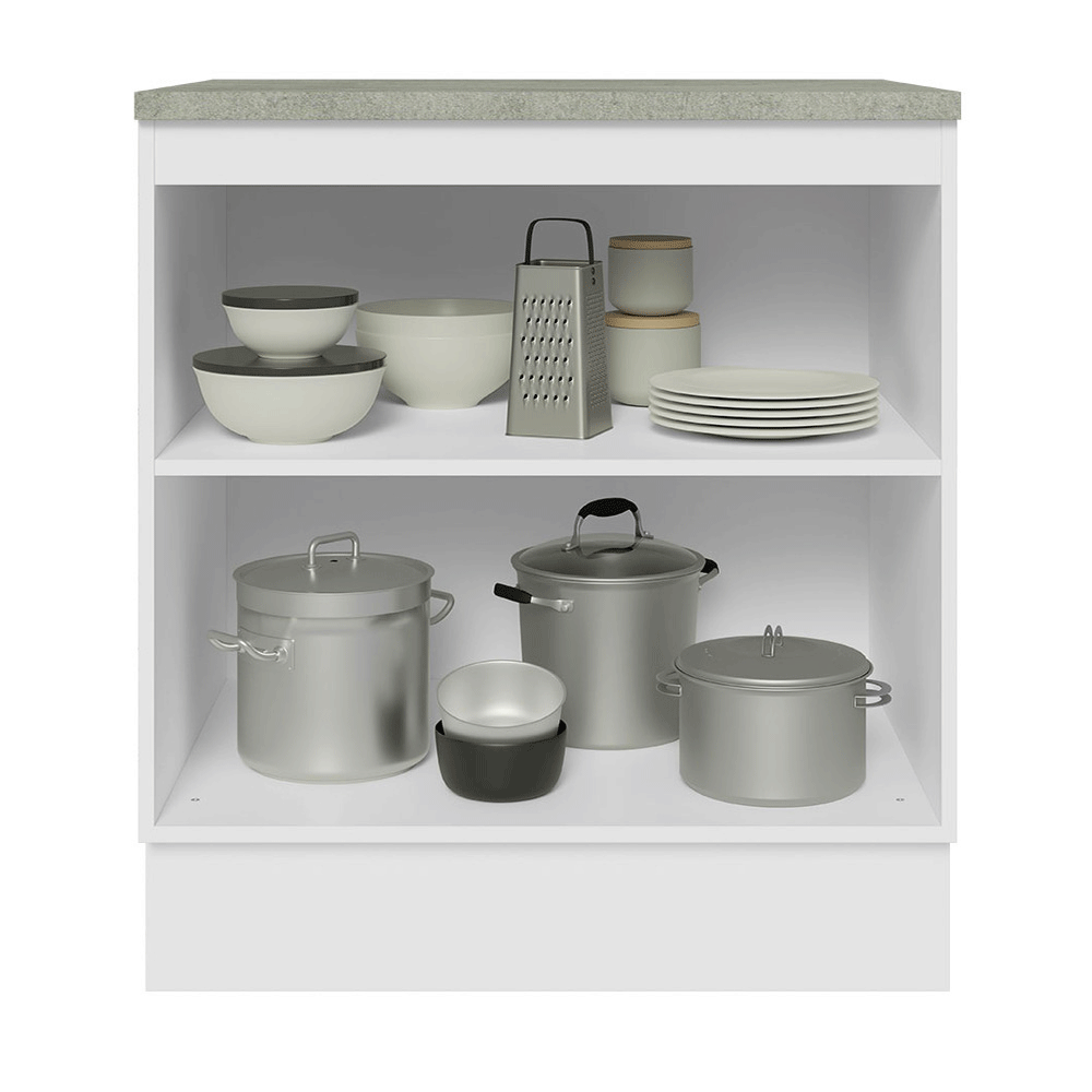 Balcão de Cozinha 70 cm 2 Portas Branco/Cinza Lux Madesa