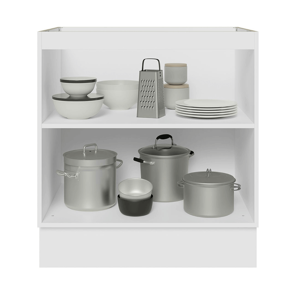 Balcão de Cozinha 70 cm 2 Portas (Sem Tampo) Branco/Cinza Lux Madesa