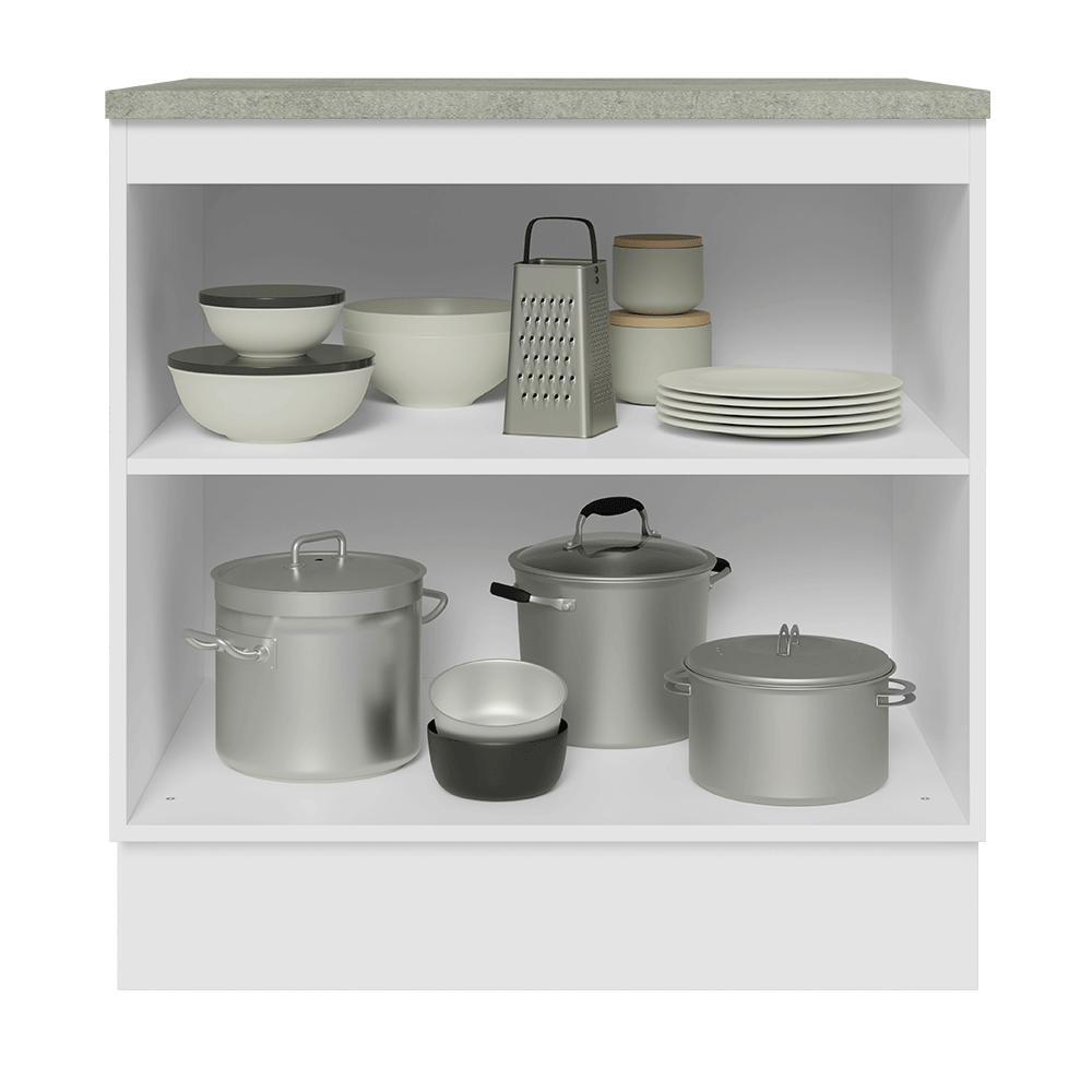 Balcão de Cozinha 80 cm 2 Portas Branco/Preto Lux Madesa