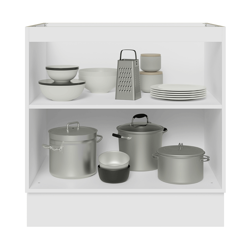 Balcão de Cozinha 80 cm 2 Portas (Sem Tampo) Branco/Preto Lux Madesa