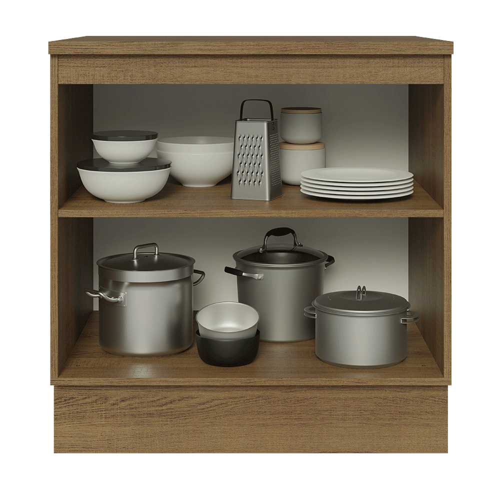 Balcão de Cozinha 80 cm 2 Portas Rustic/Preto Lux Madesa