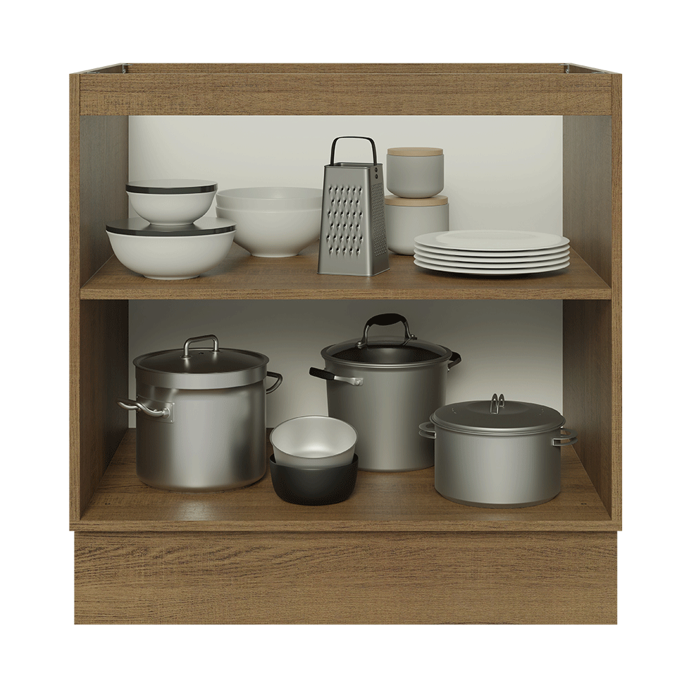 Balcão de Cozinha 80 cm 2 Portas (Sem Tampo) Rustic/Preto Lux Madesa