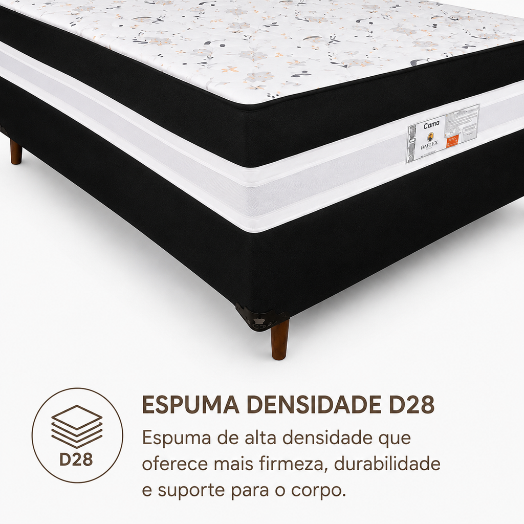 Cama Box Casal Conjugada D28  Ortomedic 138x188x53cm Bacetto