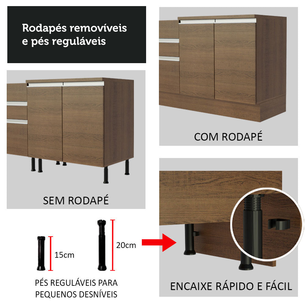 Balcão Porta-Pano 20 cm (Com Tampo) para Cozinhas Madesa Rustic