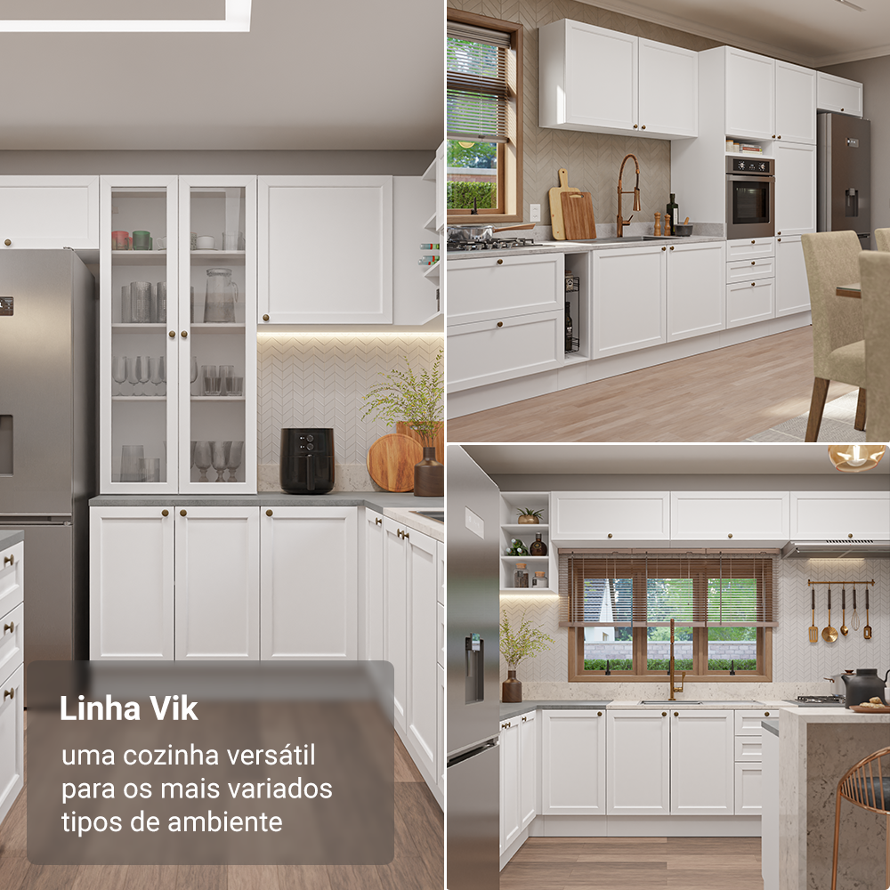 Armário de Cozinha Completa 270 cm Branco Vik Madesa 05