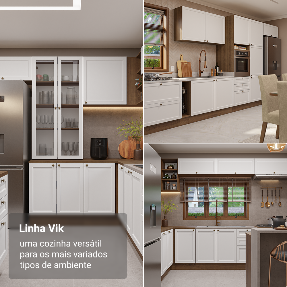 Armário de Cozinha Completa 340 cm Rustic/Branco Vik Madesa 01