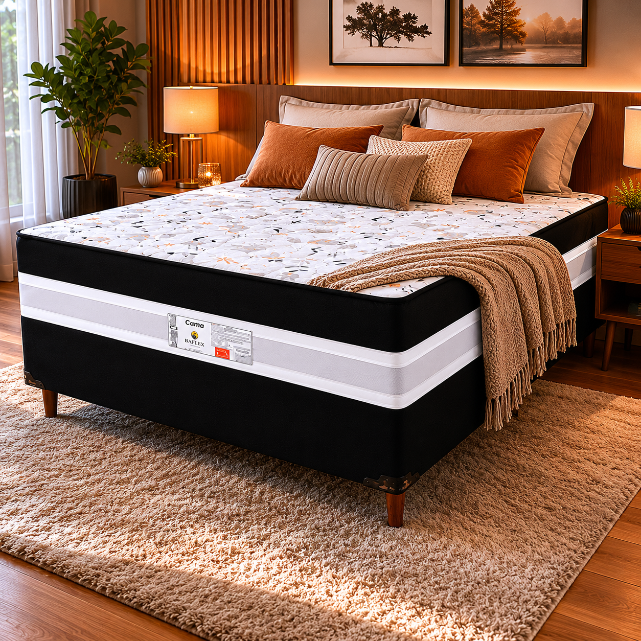Cama Box Casal Conjugada D28  Ortomedic 138x188x53cm Bacetto