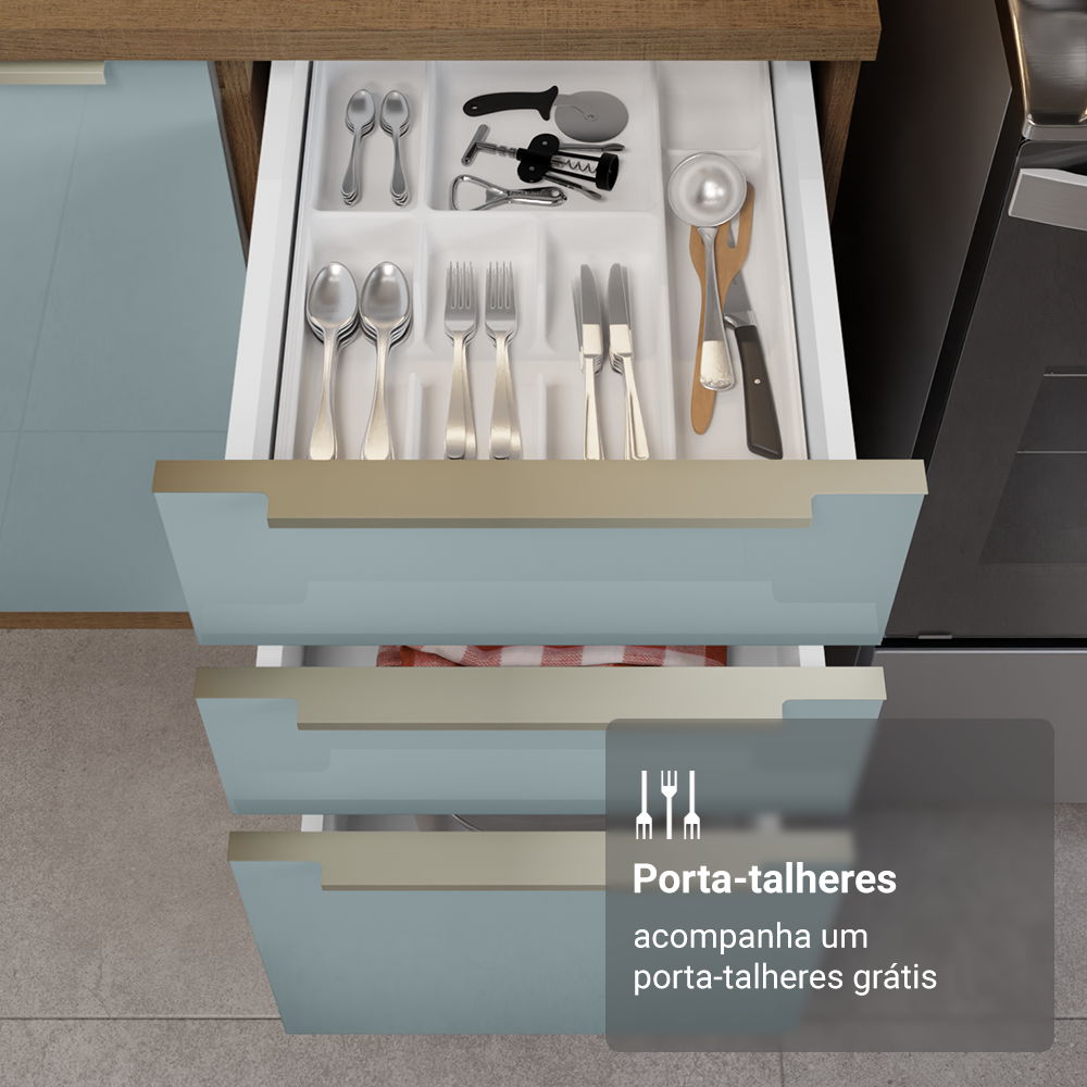 Balcão de Cozinha 120 cm 2 Portas 3 Gavetas Rustic/Cinza Lux Madesa